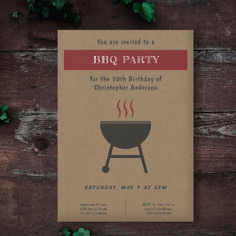 Kraft & Rustic BBQ Party-födelsedagsinbjudan Inbjudningar