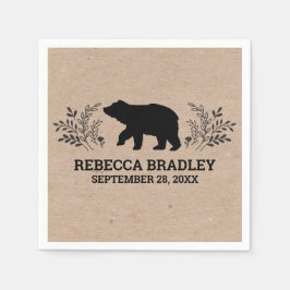 Kraft Rustic Bear Lumberjack Baby Shower Napkin Pappersservett