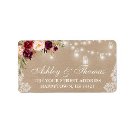 Kraft Rustic Bröllop Burk Light Snöre Blommigt Adr Adressetikett