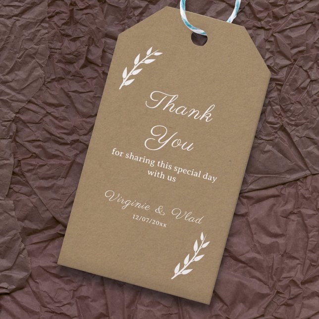 Kraft & Rustic Bröllop Tack Gift Märkres Presentetikett (Kraft & Rustic Wedding Thank You Gift Tags)