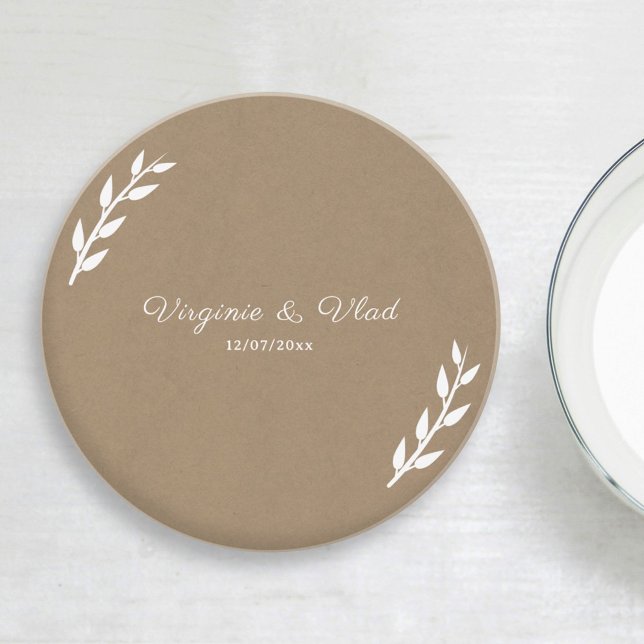Kraft & Rustic Bröllop Underlägg (Kraft & Rustic Wedding Coaster)