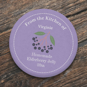 Kraft & Rustic Elderberry Jelly Label Sticker Runt Klistermärke