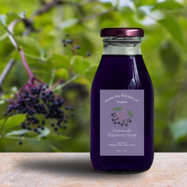 Kraft & Rustic Elderberry Syrup Flaska-etikett Vinetikett (Kraft & Rustic Elderberry Syrup Bottle Label)