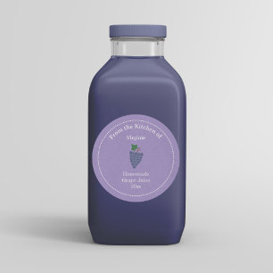 Kraft & Rustic Grape Juice Label Sticker Runt Klistermärke