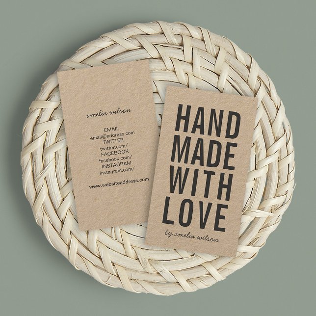 Kraft Rustic Handmade med Kärlek Social Media Visitkort (Skapare uppladdad)