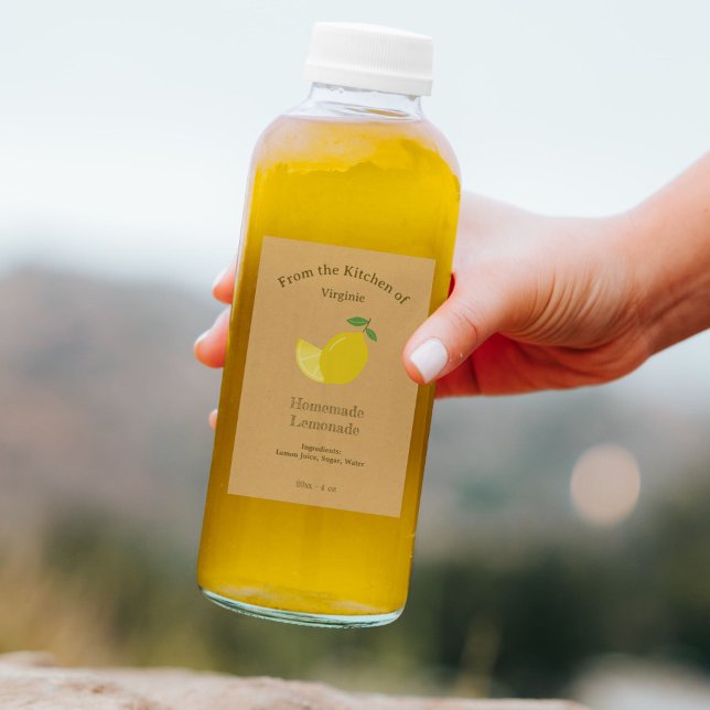Kraft & Rustic Lemon & Lemonade Flaska-etikett Vinetikett (Kraft & Rustic Lemonade Bottle Label)