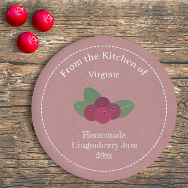 Kraft & Rustic Lingonberry Sylt etikett Sticker (Kraft & Rustic Lingonberry Jam Label Sticker)