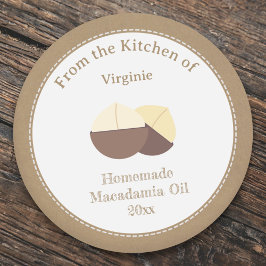 Kraft Rustic Macadamia Oil Label Sticker Runt Klistermärke