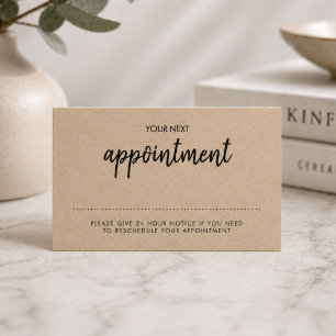 Kraft Rustic Minimalistisk Modern Stilfull Påmin Tidsbeställning Kort