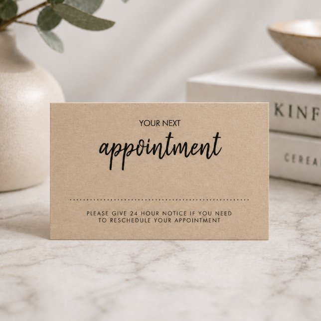 Kraft Rustic | Minimalistisk Modern Stilfull Påmin Tidsbeställning Kort (Skapare uppladdad)