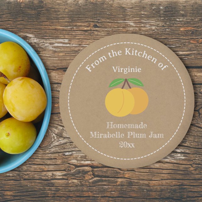 Kraft & Rustic Mirabelle Plum Sylt etikett Sticker (Kraft & Rustic Mirabelle Plum Jam Label Sticker)