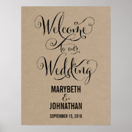 Kraft Rustic Modern Vi gör Bröllop Välkomna Poster