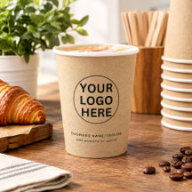 Kraft Rustic Pappersmuggar l Företagets logotyp &