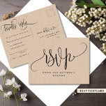 Kraft Rustic Stil, Modern Script, OSA Vykort<br><div class="desc">Vacker Kraft stil OSA-vykort för alla speciella evenemang. Kraft stil bakgrund både fram och bak. Använda av vacker, modern, skriven kalligrafi och blocktypografi överallt, skapar detta vykort av ett slag. Lägg till OSANS datum och information i baksidan. Möjlighet att lägga till måltider eller textområde för använda för att anpassa vykortet...</div>