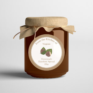 Kraft Rustic Sylt eller Hazelnut Spread Label Stic Runt Klistermärke
