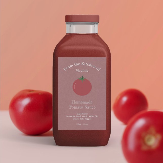 Kraft & Rustic Tomato Sauce Flaska etikett Sticker (Kraft & Rustic Tomato Sauce Bottle Label Sticker)