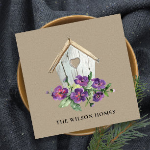 KRAFT RUSTISK BLOMMIGT BIRDHOUSE REAL GODS REALTOR FYRKANTIGT VISITKORT