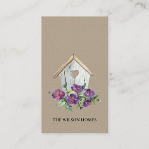KRAFT RUSTISK BLOMMIGT BIRDHOUSE REAL GODS REALTOR VISITKORT