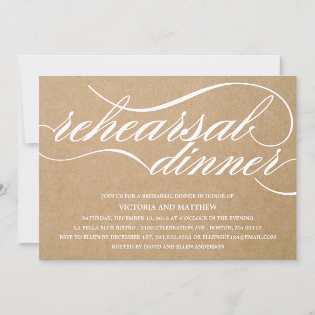 KRAFT SCRIPT| REHEARSAL DINNER INBJUDAN (Framsida)
