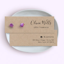 Kraft Script Stud Earring Jewelry Visning Card Litet Visitkort