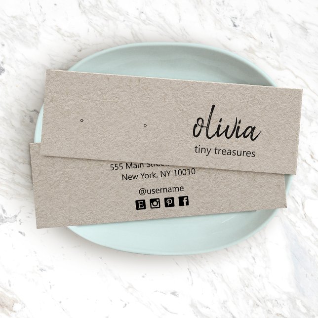 Kraft Script Stud Earring Visning Card Litet Visitkort (Skapare uppladdad)