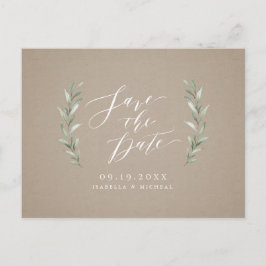 Kraft Simple calligraphy rustic greenery bröllop Meddelande Vykort