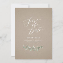 Kraft Simple calligraphy rustic greenery bröllop