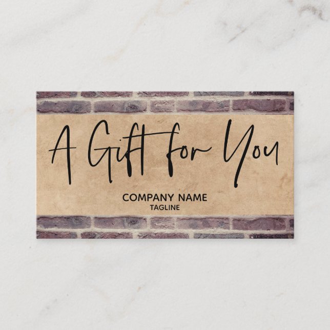Kraft Simple & Rustic Business Gift Certificate Visitkort (Framsida)