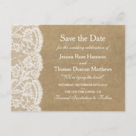 Kraft & Snöre Bröllop-samlingen sparar datumet Meddelande Vykort