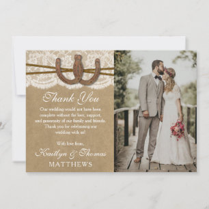 Kraft, Snöre & Horseshoe Bröllop-samlingen Tack Kort