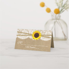 Kraft, Snöre och solros Bröllop-samlingen Placeringskort