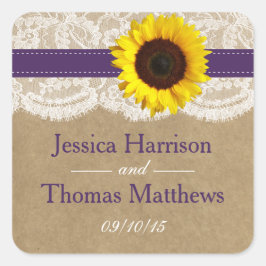 Kraft, Snöre och solrossamlingen - Lila Fyrkantigt Klistermärke