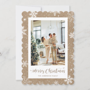 Kraft Snowflake Photo God jul Card Julkort