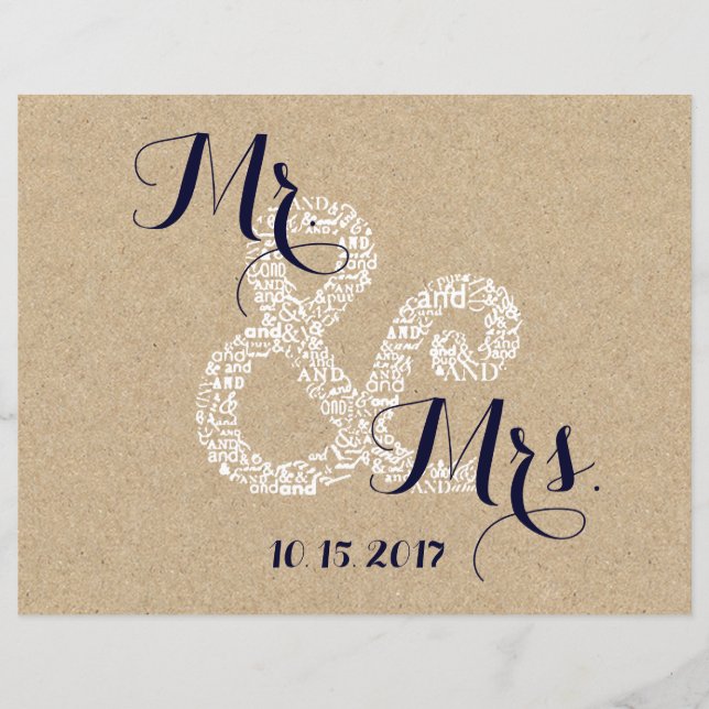 Kraft Solrosbride Bröllopsprogram Flyers (Framsida)