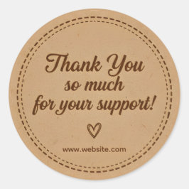 Kraft Stitch Thank You Business Sticker Runt Klistermärke