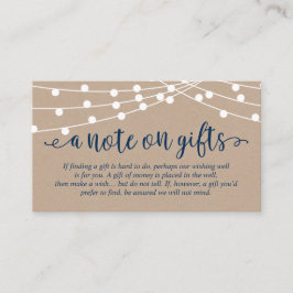 Kraft string ljus, Navy Blue, A note on gifts Tilläggskort