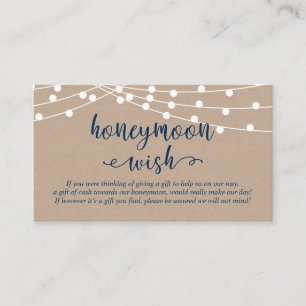 Kraft string ljus, Navy Blue, Honeymoon Wish Tilläggskort