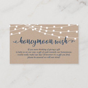 Kraft string ljus, Navy Blue, Honeymoon Wish Tilläggskort