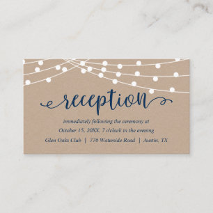 Kraft String Ljus, Navy Blue, Wedding Reception Tilläggskort