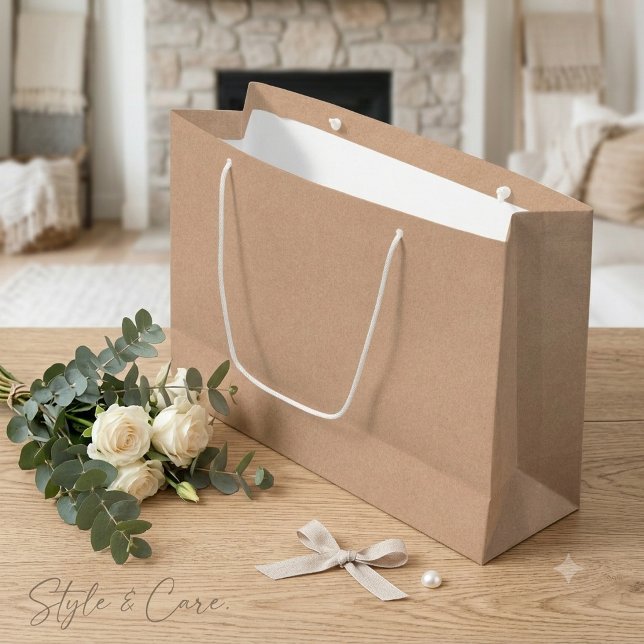 Kraft Style Stor Presentpåse Charmerande Presentfö (Kraft Style Large Gift Bag Charming Gift Packaging)