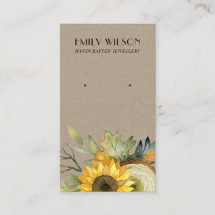 KRAFT SUNFLOWER FALL AUTUMN STUD EARRING VISNING VISITKORT
