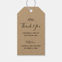 Kraft tackar dig. Rustic bröllop. Enkel märkre för Presentetikett