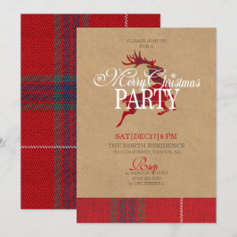 Kraft & Tartan Reindeer jul Party ID589 Inbjudningar