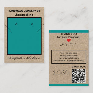 Kraft Teal halsband örhängen Logo Webbplats QR-kod Visitkort