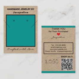 Kraft Teal Necklace Earrings Logo Website QR Code Visitkort