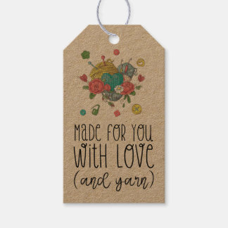 KRAFT Tillverkad för dig med kärlek och virkad gar Presentetikett