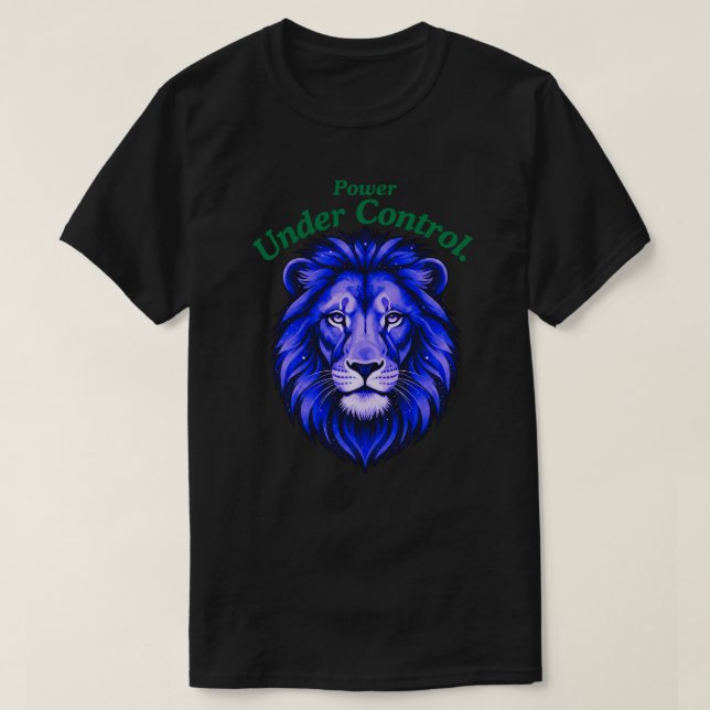 Kraft Under Kontroll Minimal Kosmisk Lejonansikte T Shirt (Design framsida)