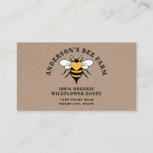 Kraft vintage bee honey burk visitkort