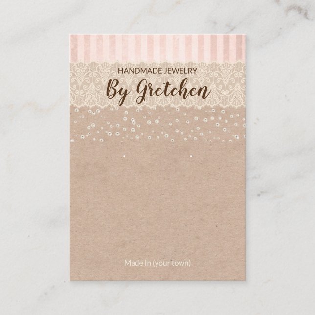 Kraft Vintage Earring and Necklace Visning Visitkort (Framsida)