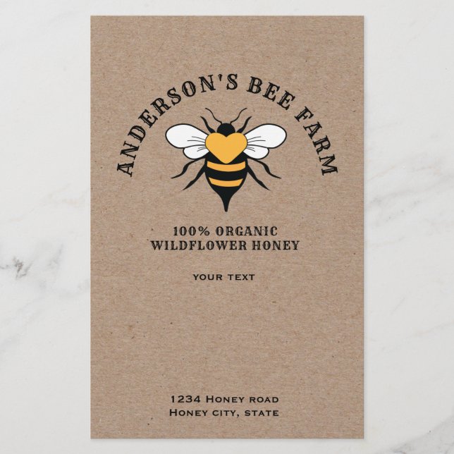 Kraft-vintage-honungsdesign för bin. flygblad (Framsidan)